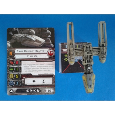 Gra X-Wing; Figurka Y-Wing - przykładowa karta pilota